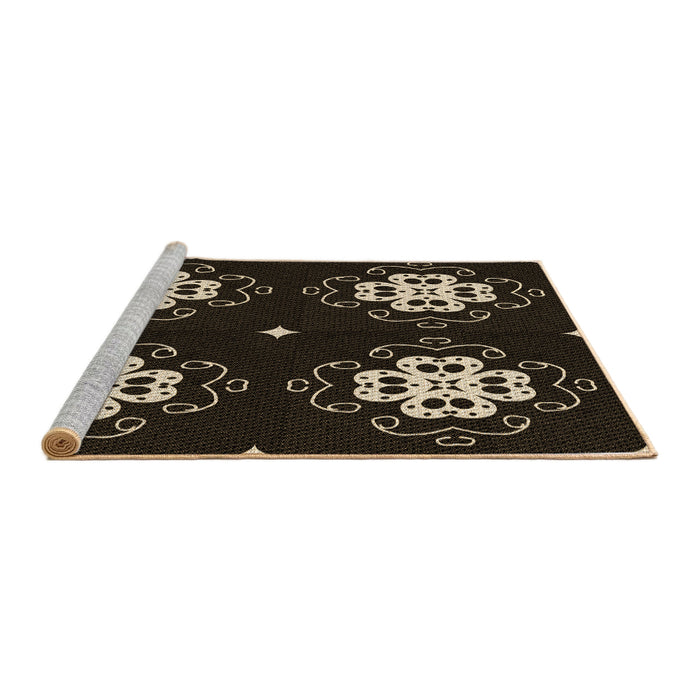Sideview of Machine Washable Transitional Black Rug, wshpat2222brn