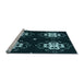 Sideview of Machine Washable Transitional Deep-Sea Green Rug, wshpat2222lblu