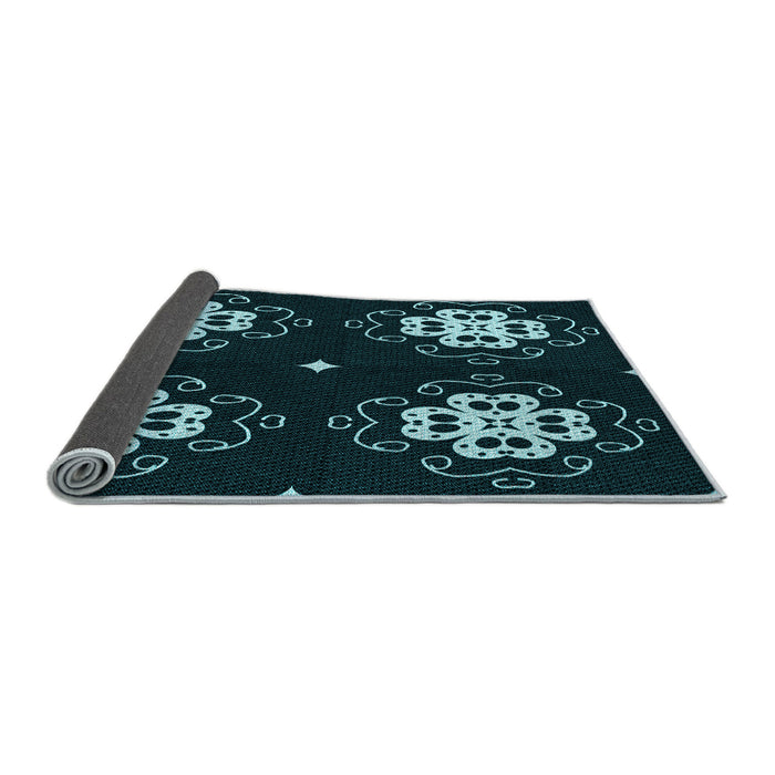 Thickness of Patterned Deep-Sea Green Rug, pat2222lblu