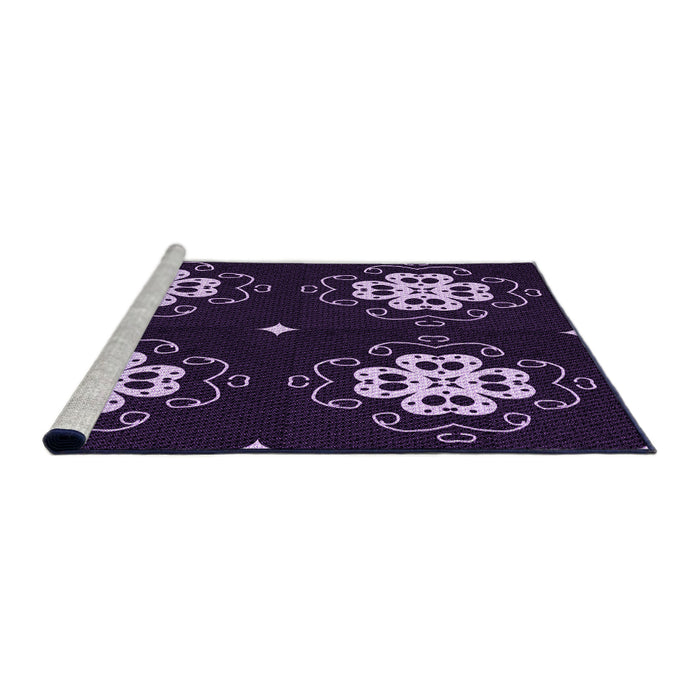 Sideview of Machine Washable Transitional Purple Sage Bush Purple Rug, wshpat2222pur