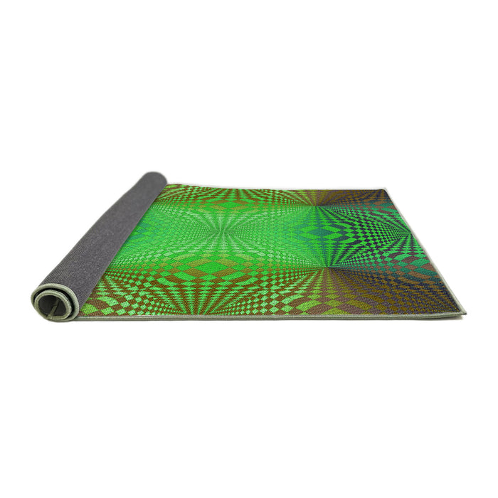 Thickness of Patterned Neon Green Rug, pat2223grn