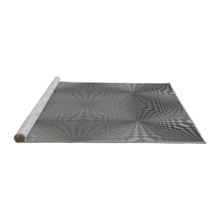 Sideview of Machine Washable Transitional Grey Gray Rug, wshpat2223gry