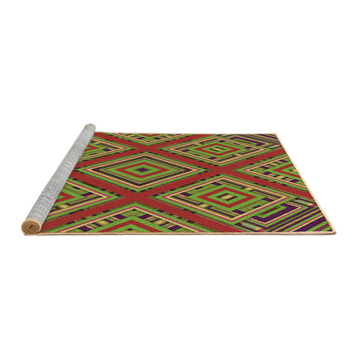 Sideview of Machine Washable Transitional Pistachio Green Rug, wshpat2224brn