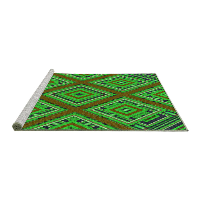 Sideview of Machine Washable Transitional Lime Green Rug, wshpat2224grn