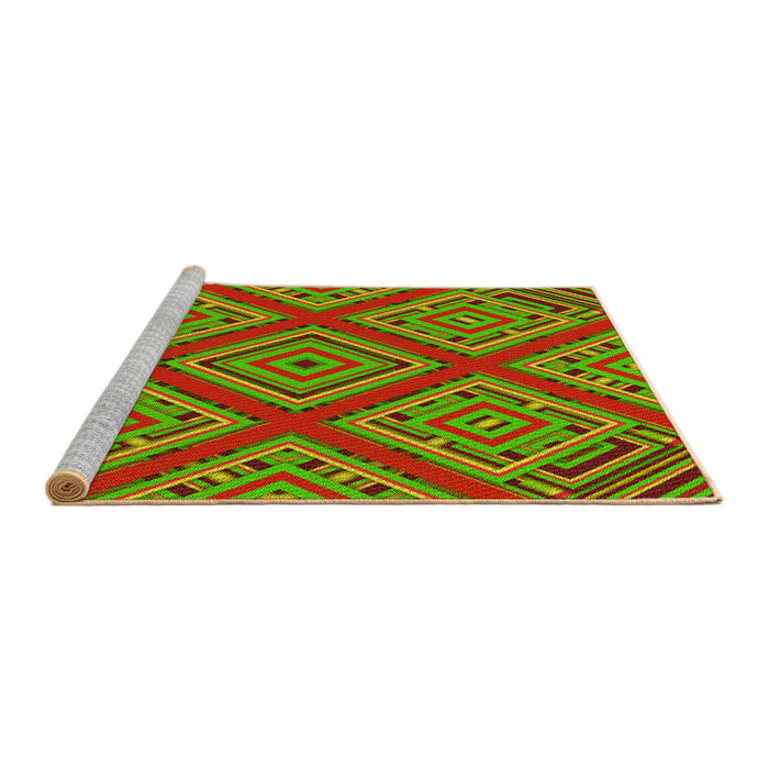 Sideview of Machine Washable Transitional Green Rug, wshpat2224yw