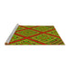 Sideview of Machine Washable Transitional Green Rug, wshpat2224yw