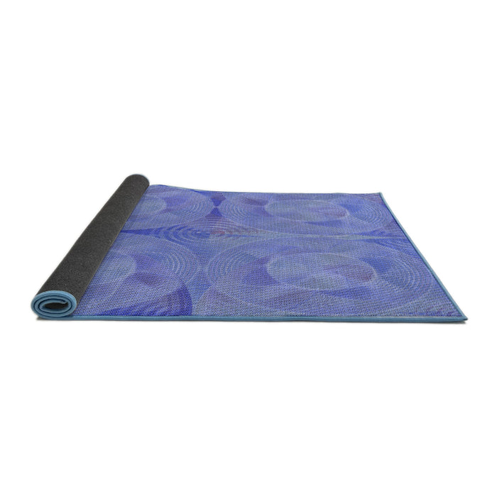 Thickness of Patterned Denim Blue Rug, pat2225blu