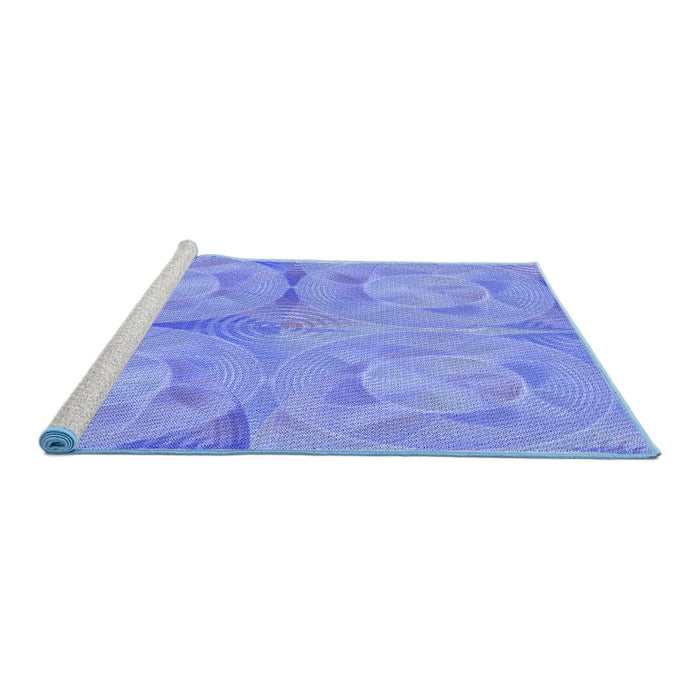 Sideview of Machine Washable Transitional Denim Blue Rug, wshpat2225blu