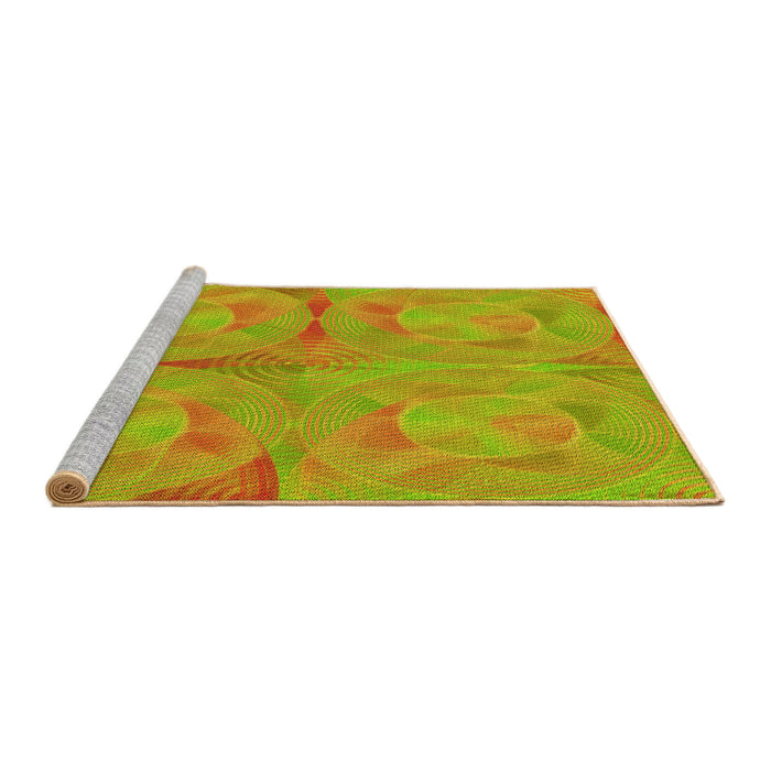 Sideview of Machine Washable Transitional Green Rug, wshpat2225yw