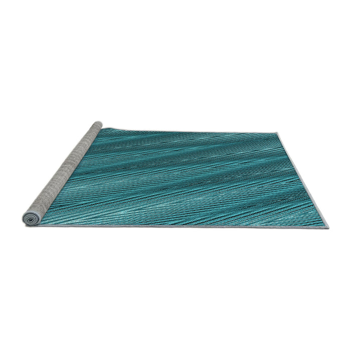 Sideview of Machine Washable Transitional Bright Turquoise Blue Rug, wshpat2226lblu