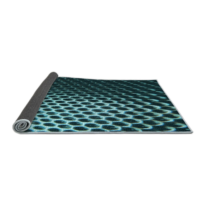 Thickness of Patterned Deep Teal Green Rug, pat2227lblu