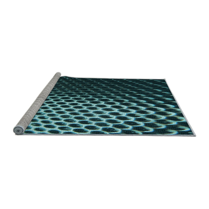 Sideview of Machine Washable Transitional Deep Teal Green Rug, wshpat2227lblu