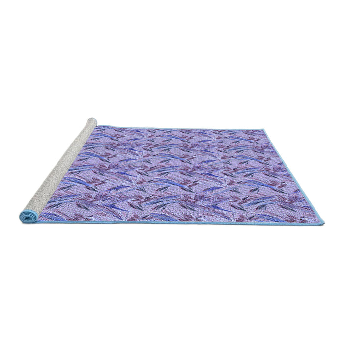 Sideview of Machine Washable Transitional Slate Blue Rug, wshpat2229blu