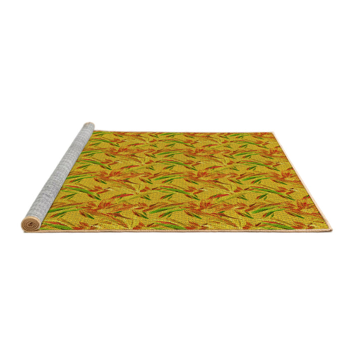 Sideview of Machine Washable Transitional Deep Yellow Rug, wshpat2229yw