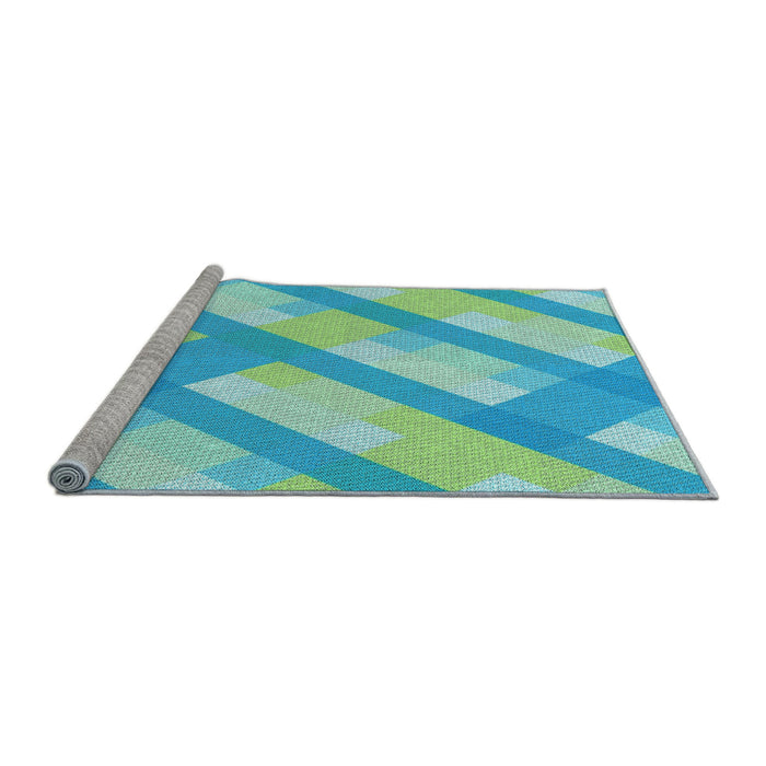 Sideview of Machine Washable Transitional Dark Turquoise Green Rug, wshpat223lblu