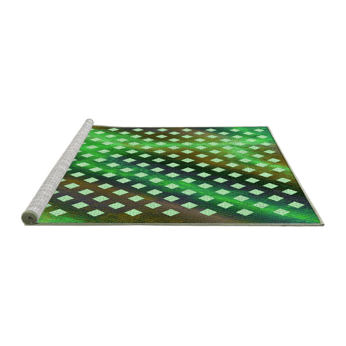 Sideview of Machine Washable Transitional Army Green Rug, wshpat2230grn