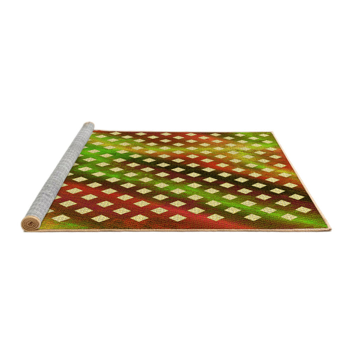 Sideview of Machine Washable Transitional Green Rug, wshpat2230yw