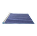 Sideview of Machine Washable Transitional Blue Rug, wshpat2231blu