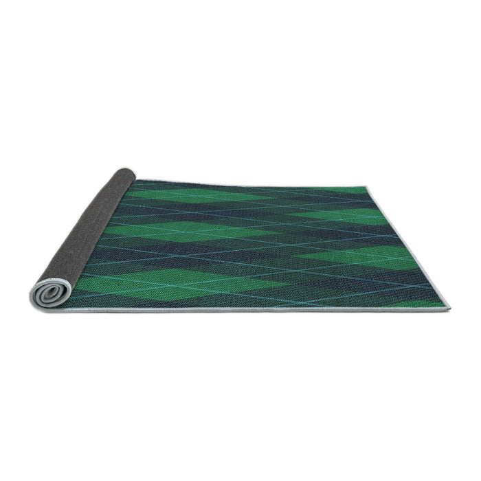 Thickness of Patterned Dark Slate Grey Green Rug, pat2232lblu