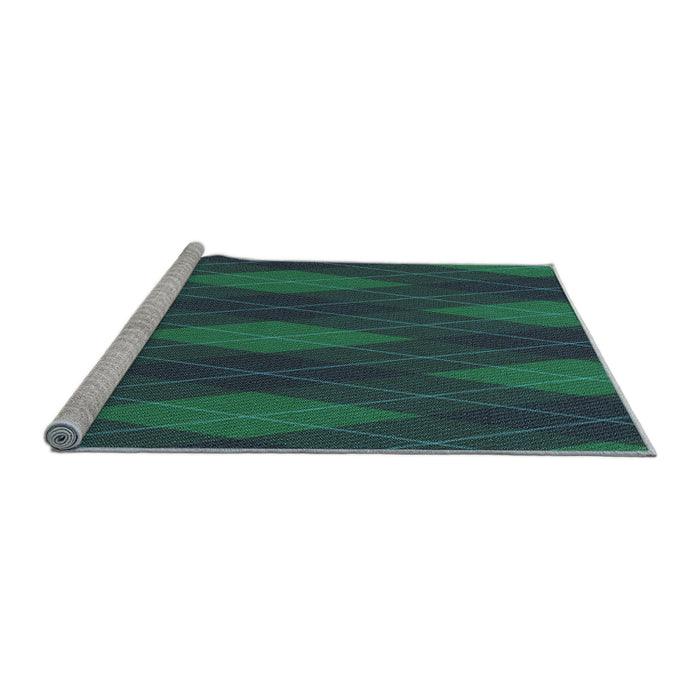 Sideview of Machine Washable Transitional Dark Slate Grey Green Rug, wshpat2232lblu