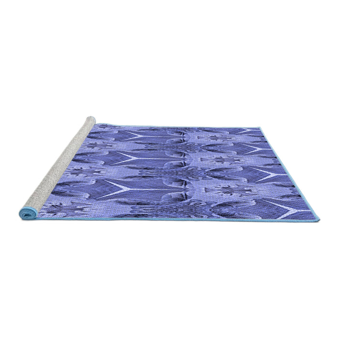 Sideview of Machine Washable Transitional Sky Blue Rug, wshpat2237blu