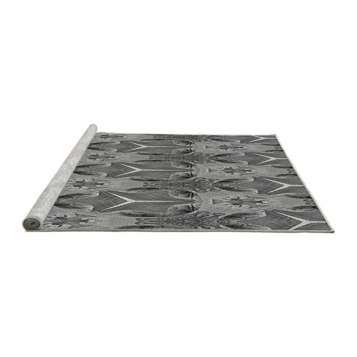 Sideview of Machine Washable Transitional Dark Gray Rug, wshpat2237gry