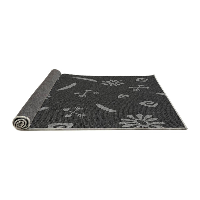 Thickness of Patterned Charcoal Black Rug, pat2238gry