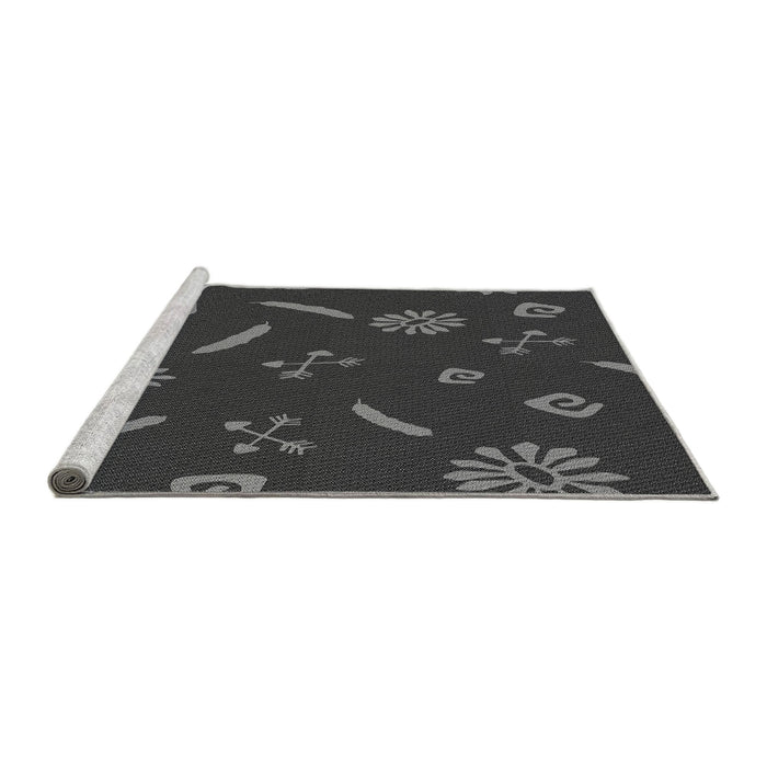 Sideview of Machine Washable Transitional Charcoal Black Rug, wshpat2238gry
