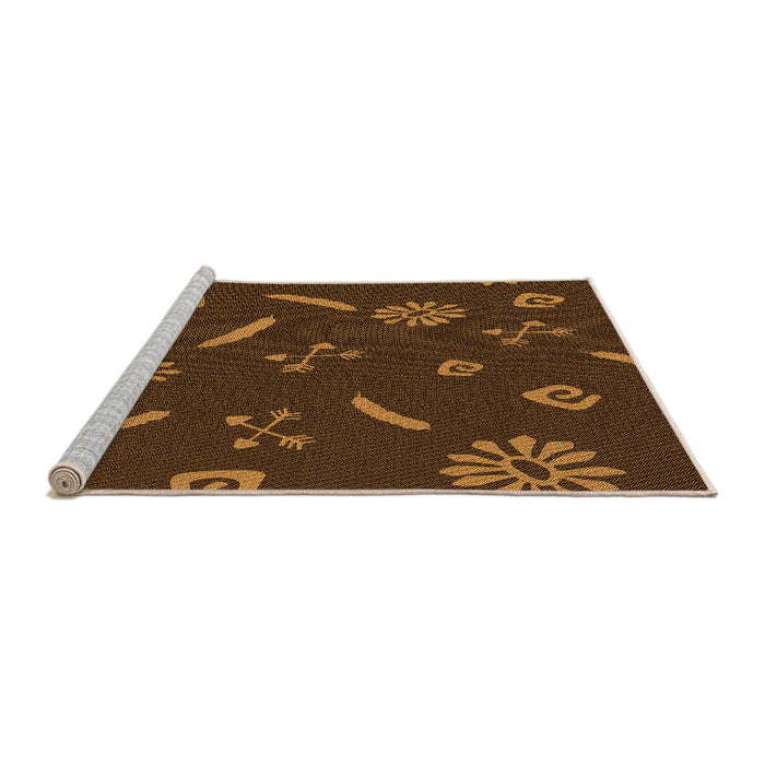 Sideview of Machine Washable Transitional Mahogany Brown Rug, wshpat2238org