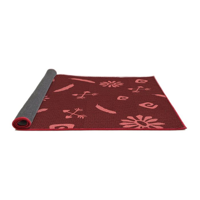 Thickness of Patterned Crimson Red Rug, pat2238rd