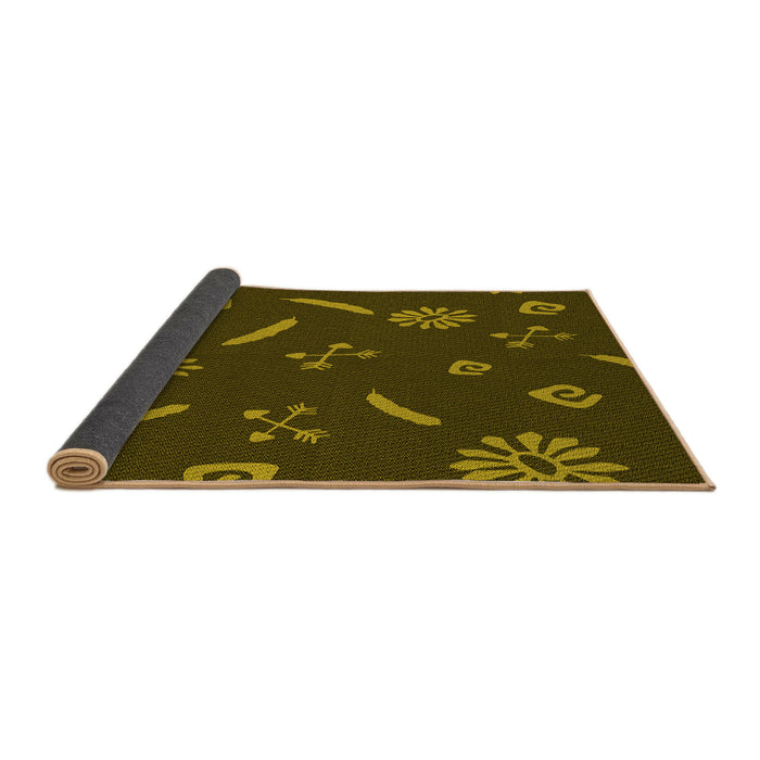 Thickness of Patterned Dark Yellow Green Rug, pat2238yw