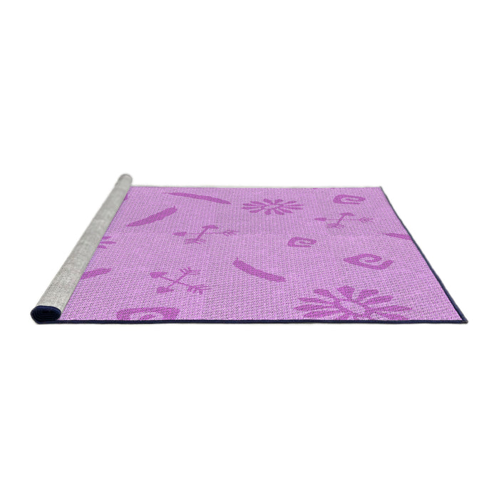 Sideview of Machine Washable Transitional Blossom Pink Rug, wshpat2239pur