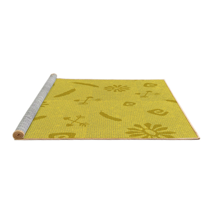 Sideview of Machine Washable Transitional Golden Yellow Rug, wshpat2239yw