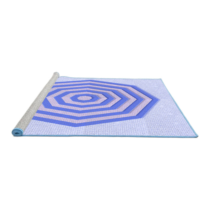 Sideview of Machine Washable Transitional Sky Blue Rug, wshpat224blu