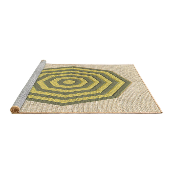 Sideview of Machine Washable Transitional Sun Yellow Rug, wshpat224brn