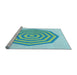 Sideview of Machine Washable Transitional Aquamarine Green Rug, wshpat224lblu