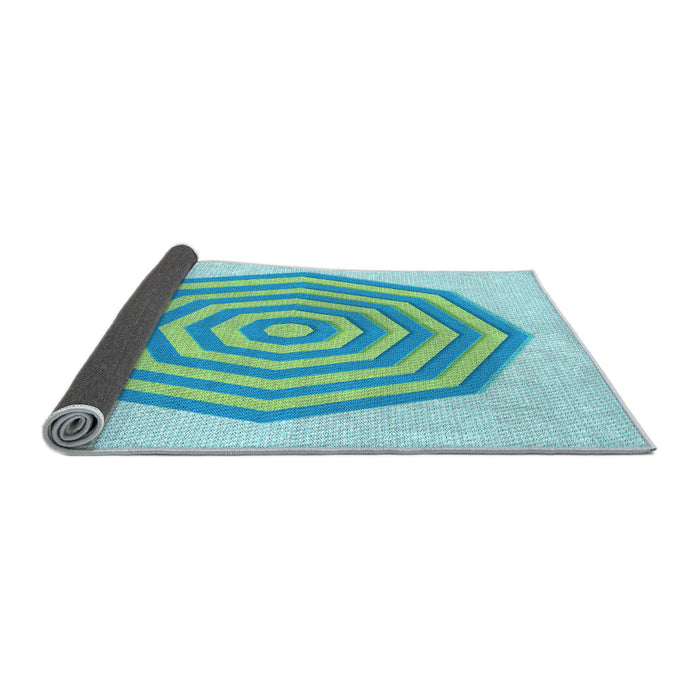Thickness of Patterned Aquamarine Green Rug, pat224lblu
