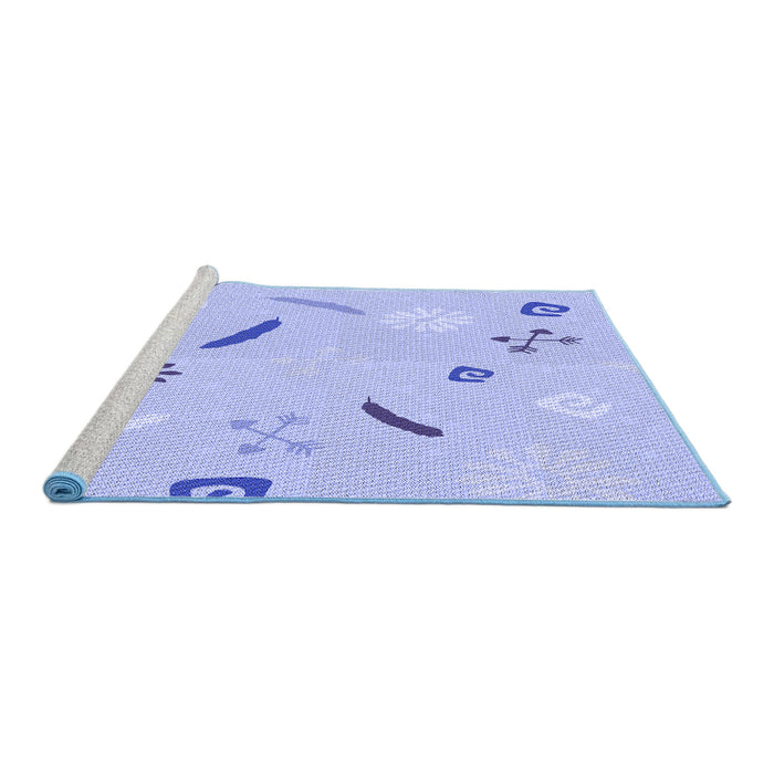 Sideview of Machine Washable Transitional Sky Blue Rug, wshpat2240blu