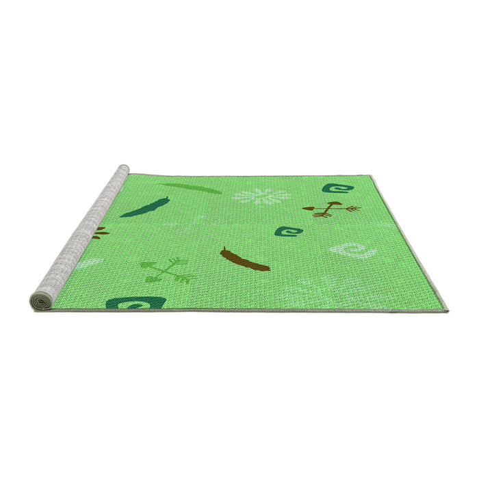 Sideview of Machine Washable Transitional Emerald Green Rug, wshpat2240grn