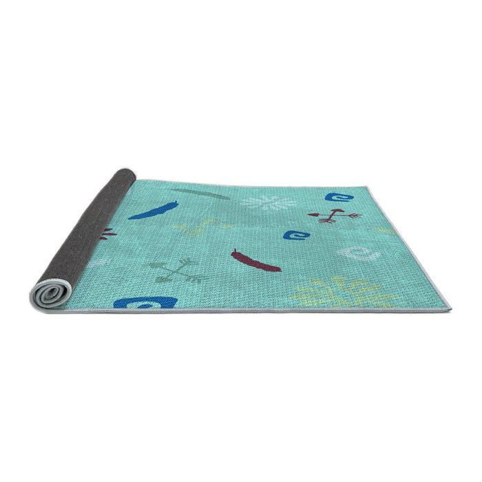 Thickness of Patterned Macaw Blue Green Rug, pat2240lblu