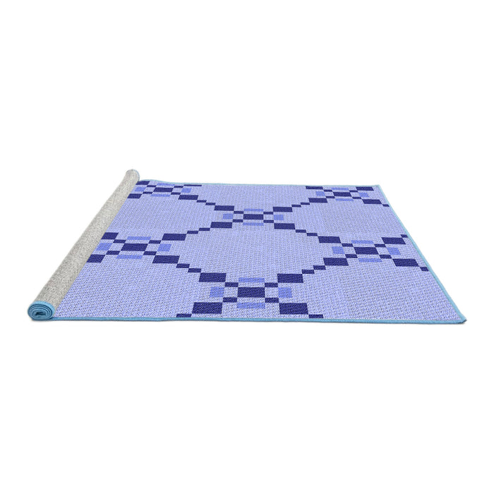 Sideview of Machine Washable Transitional Pastel Blue Rug, wshpat2241blu