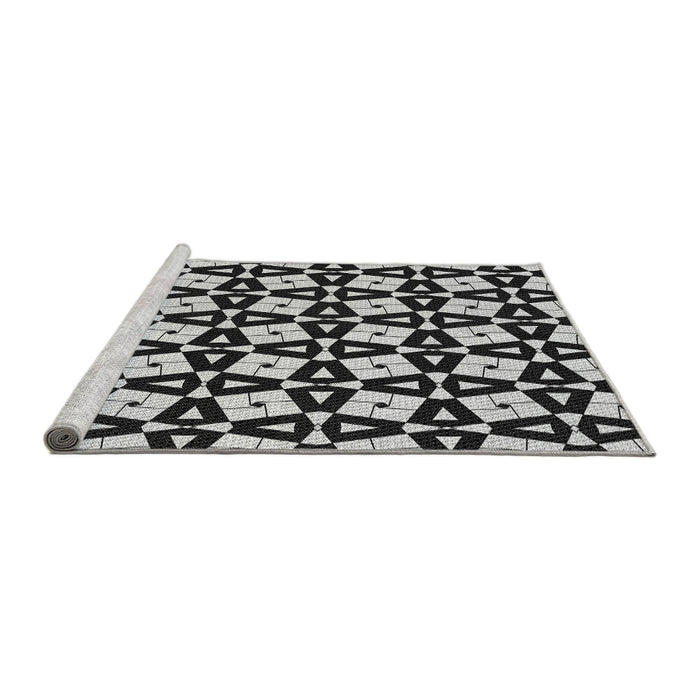 Sideview of Machine Washable Transitional Platinum Silver Gray Rug, wshpat2245gry