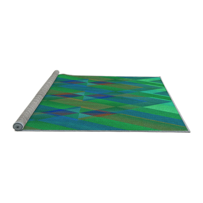 Sideview of Machine Washable Transitional Spring Green Rug, wshpat2246lblu