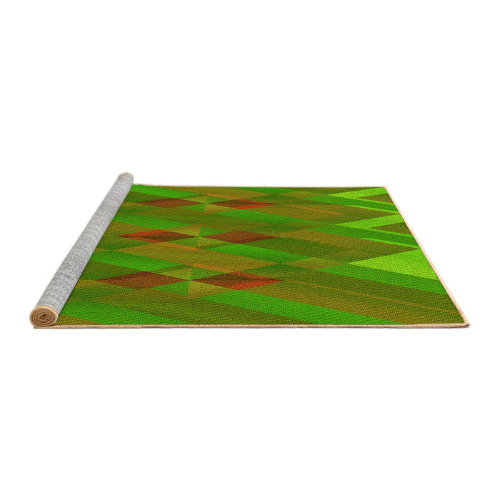 Sideview of Machine Washable Transitional Green Rug, wshpat2246yw