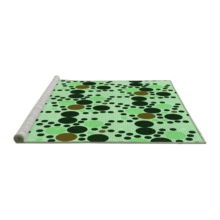Sideview of Machine Washable Transitional Light Green Rug, wshpat2247grn