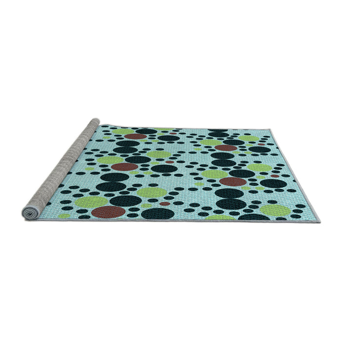 Sideview of Machine Washable Transitional Dark Blue Grey Blue Rug, wshpat2247lblu
