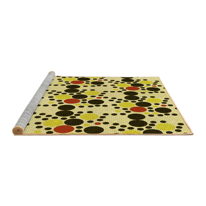 Sideview of Machine Washable Transitional Mustard Yellow Rug, wshpat2247yw