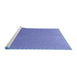 Sideview of Machine Washable Transitional Denim Blue Rug, wshpat2250blu