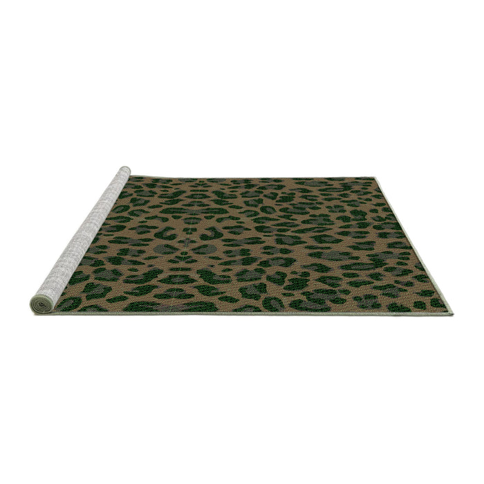 Sideview of Machine Washable Transitional Fern Green Rug, wshpat2252grn