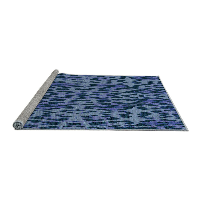 Sideview of Machine Washable Transitional Iceberg Blue Rug, wshpat2253lblu